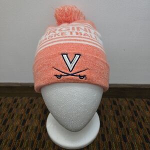 Virginia Cavaliers Basketball Pom Beanie Hat Orange White NCAA Knit Cap WCM Glob